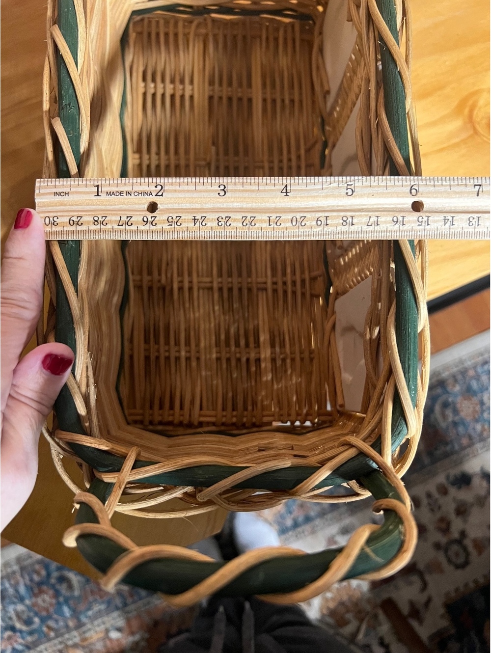 Wicker Rectangular Basket with Snowmen - Picture 6 of 7